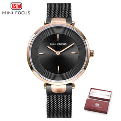 MINIFOCUS Thin Ladies Wrist Watch Women Fashion Stainless Steel Watch Strap Quartz Girls Watches Womans Clock Relogio Feminino