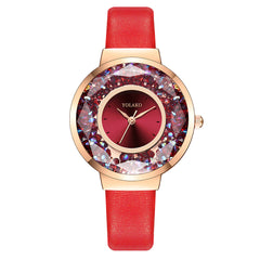 2019 Hot Watches Women Analog Luxury Glass Gemstone  Ladies Casual Clock Dress Quartz Wristwatch Leather Strap Zegarki Damskie@5