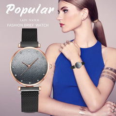 Lady Watch Luxury Fashion Romantic Starry Sky Quartz Wristwatch Rhinestone Magnetic Watch Souvenir Birthday Gifts Casual Clock@5