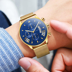 Luxury Fashion Mens Business Watches Men Casual Calendar Watch Stainless Steel Mesh Belt Quartz Wristwatch relogio masculino