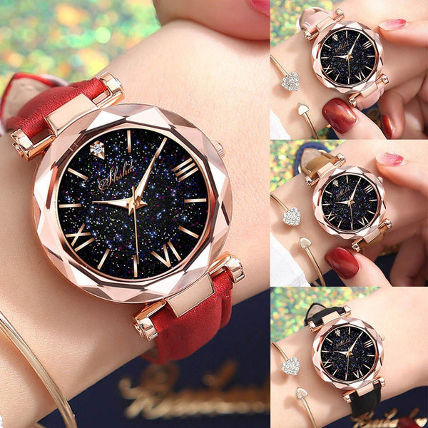 Luxury Women Watches Starry Sky Female Clock Quartz Wristwatch Fashion Ladies Leather Strap Clock Dress Gift 2020 Reloj Mujer *M