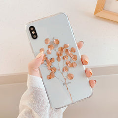 Gold Leaves Transparent Case For iPhone 11 8 7 Plus X XS Max XR Clear Back Cover Soft Silicone Cover For iPhone 11 Pro Max
