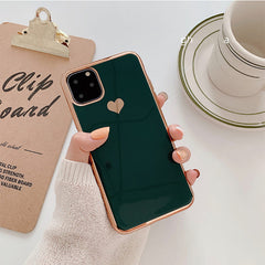 Electroplated love heart Phone Case For iPhone 11 11Pro Max XR XS X XS Max 7 8 6 6S Plus Shockproof Protective Back Cover Conque