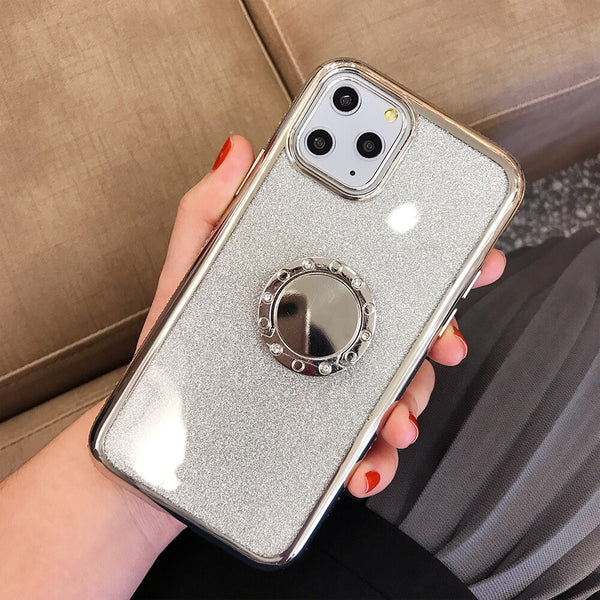 Glitter Diamond Phone Case For iPhone 11Pro Max X XS Max Xr 8 7 6S 6Plus Soft Silicone Magnetic Finger Ring Kickstand Back Cover