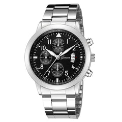 Luxury Geneva Steel Belt Watches Three-eye Six-needle with Calendar Men's Watch Business Casual Male Clock Relogio Masculino