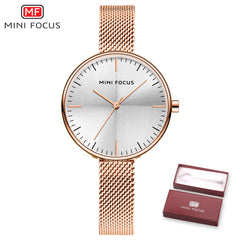 MINIFOCUS Thin Simple Quartz Watch Women Clock Mechanism Womens Watches Top Brand Luxury Women's Casual Dress Relogio Feminino