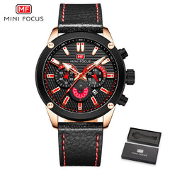 MINI FOCUS Sport Watches For Men Watch Military Leather Watch Men Luminous Chronograph Man Watch 2019 Brand Luxury Wristwatch