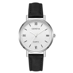 Geneva Brand Fashion Men's Watch Leather Belt  Wrist Watches Personality Roman Dial Male Clock Erkek Kol Saati
