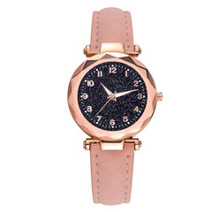 Best Selling Women Watches Irregular Starry Sky Dial Ladies Analog Quartz Wristwatch Soild Color Leather Strap Clock Kol Saati50