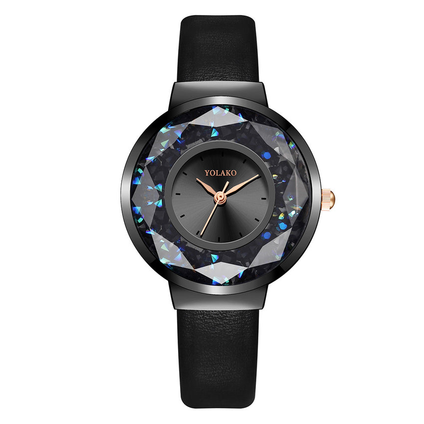 2019 Hot Watches Women Analog Luxury Glass Gemstone  Ladies Casual Clock Dress Quartz Wristwatch Leather Strap Zegarki Damskie@5