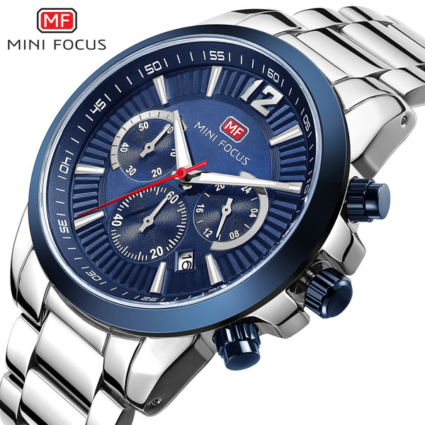 MINIFOCUS Men Watches Luxury Brand Stainless Steel Men's Watch Fashion Mens Watches Quartz Sport Watch Men Wristwatch Waterproof