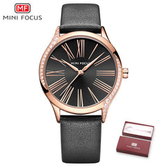 MINI FOCUS Black Watch Women Gold Watch Fashion Womans Watch Ladies Diamond Leather Designer Brand Luxury Women Watch Quartz