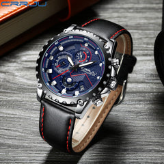 CRRJU New Men's Watch Relogio Masculino Sports Clock Men Watches Top Brand Luxury Military Leather Waterproof Clock 2019