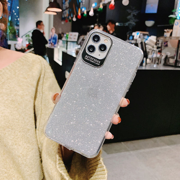 Camera Protection Phone Case For iPhone 11 Pro Max XR XS Max X XS 8 7 6 6S Plus Shining Glitter Soft Edge Shockproof Back Cover