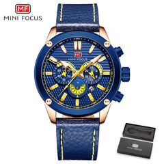 MINI FOCUS Sport Watches For Men Watch Military Leather Watch Men Luminous Chronograph Man Watch 2019 Brand Luxury Wristwatch