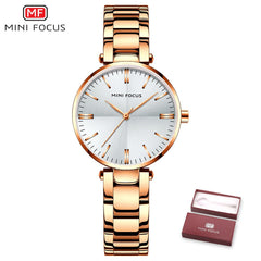 MINIFOUCS Women Watches Gold Rosegold Stainless Steel Quartz Watch Women Lady Watch For Woman Luxury Brand Fashion Wristwatches