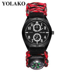 Outdoor Military Table Nylon Woven Color Rope Men's Watch Relogio Masculino Double Dial Digital Compass Dial Men Clock