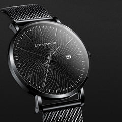Minimalist Mens Fashion Business Watches Men Ultra Thin Stainless Steel Mesh Belt Calendar Analog Quartz Watch relogio masculino