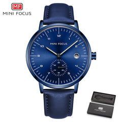 MINIFOCUS Quartz Watch Men Fashion Mens Watches Top Brand Luxury Waterproof Men Watch Leather Strap Wristwatch Relogio Masculino