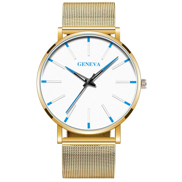 Men Watch Mesh Band Stainless Steel Analog Quartz Wristwatch Simple Unisex Business Profile Silver Gift MinimalismReloj Hombre@5