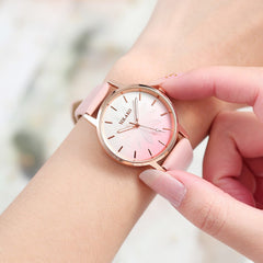 2020 Woman Watches Frosted Dial Quartz Wristwatch Luxury Ladies Dress Watches Solid Color Leather  Female Clock Relogio Feminino