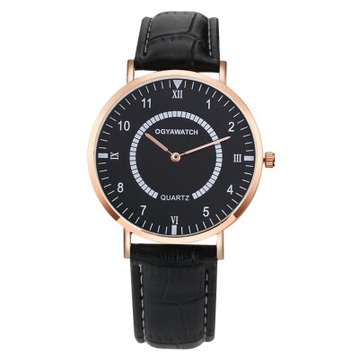 Men's Watch Top Brand Luxury Ultra-thin Watch Fashion Sports Men Watches Leather Clock Erkek Kol Saati Relogio Masculino (Black)