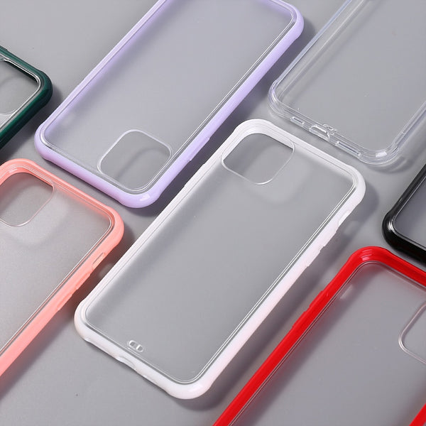 Matte Transparent Phone Case For iPhone 11Pro Max XR X XS Max 8 7 6 6SPlus Silicone Frame Anti shock Acrylic Clear Hard PC Cover