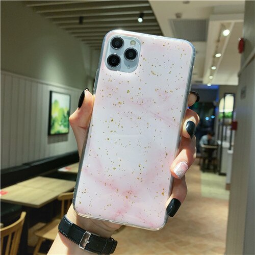 Gold Foil Epoxy Marble Phone Case For iPhone 11 Pro Max X XS Max XR Glitter Soft TPU Back case For iPhone 7 8 6 6s Plus cover