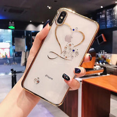 TIKITAKA Bling Crystal Heart Phone Cases For iphone 7 6 6S Plus Case thin Clear Soft TPU Rose Gold Plating Glitter Diamond Cover