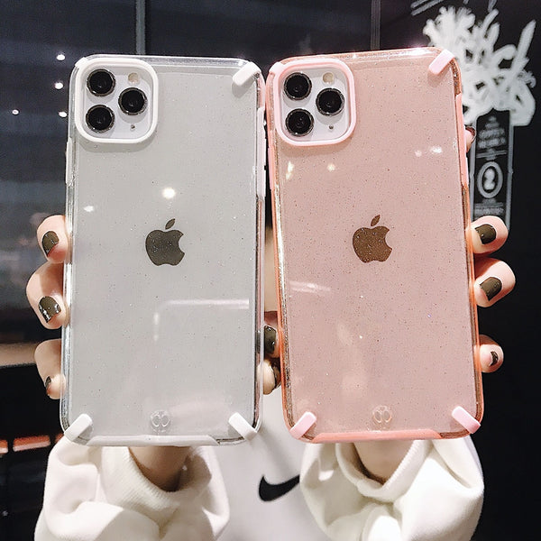 Shockproof Glitter Clear Phone Case for iPhone Xr Xs Max X 7 8 Soft TPU Transparent Back Cases for iPhone 11 11 Pro Max 7 8 Plus