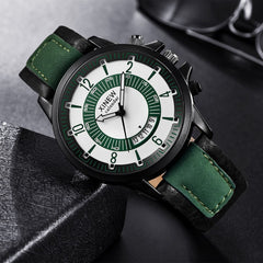 Men's Watch Military Sports Quartz Watches Luxury Green Leather Outdoor Fashion High Quality Clock Relogio Masculino