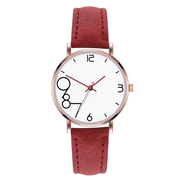 Hot Selling Women Watches Dial Analog Quartz Wristwatches Ladies Soild Color Simple Leather Strap Clock Gift Relogio Feminino@50