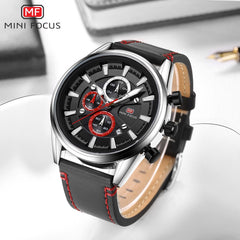MINI FOCUS Luxury Brand Sport Watches For Men Analog Date Quartz Big Watch Men Leather Clock Male Military Men Watch Waterproof