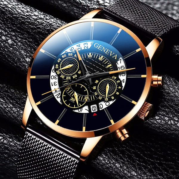 Relogio Masculino Fashion Mens Business Watches Men Casual Date Calendar Watch Stainless Steel Mesh Belt Quartz Wristwatch