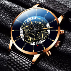 Relogio Masculino Fashion Mens Business Watches Men Casual Date Calendar Watch Stainless Steel Mesh Belt Quartz Wristwatch