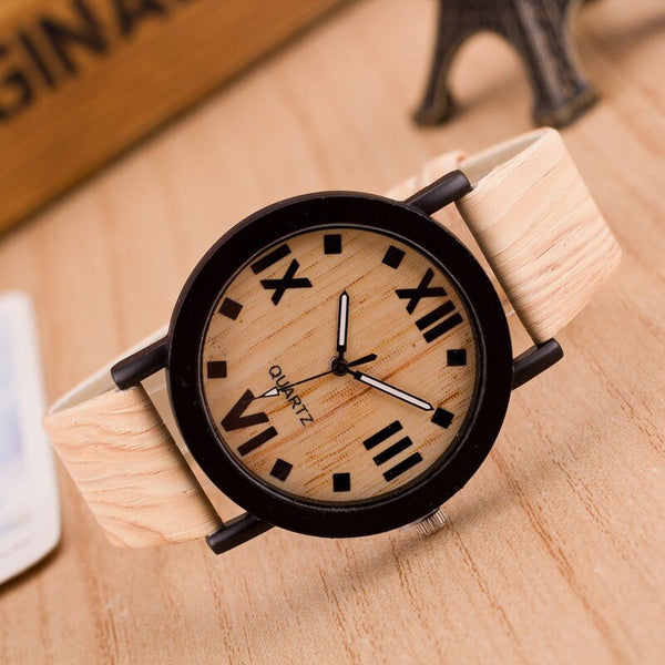 New Fashion Wood Grain Watches Four Roman Numerals Men's Watch Popular Imitation Wood Wrist Watch Relogio Masculino