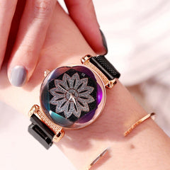 Luxury Women Watches Fashion Elegant Magnet Buckle Ladies Wristwatch Starry Sky Rhinestone Gift Clock Dress Relogio Feminino@50