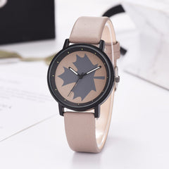 Modern Watch Women Black Maple Leaf Pattern Fashion Quartz Wristwatch High Quality Leather Strap Casual Female Montre Femme@50