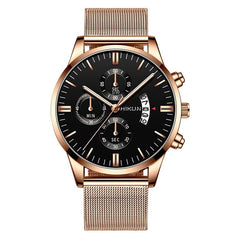 Fashion Mens Watch Stainless Steel Mesh Band Calendar Watches Montre Homme Luxury Casual Business Quartz Watch Gifts for Men