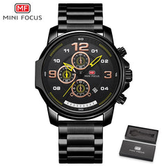 MINI FOCUS Chronograph Watch Men Sports Watches Mens 2019 Quartz Wristwatch Luxury Brand Business Stainless Steel Clock Male Hot