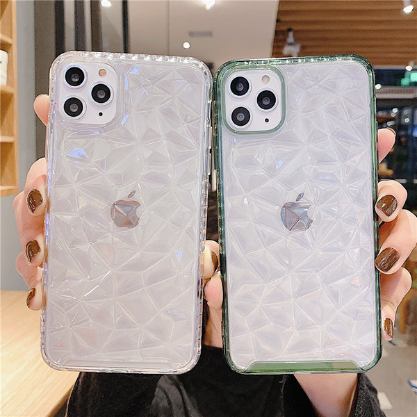 Diamond Pattern Transparent Phone Cases For iPhone 11 11 Pro Max XR XS Max X 7 8 Plus Bumper Shockproof Soft Silicone Back Cover