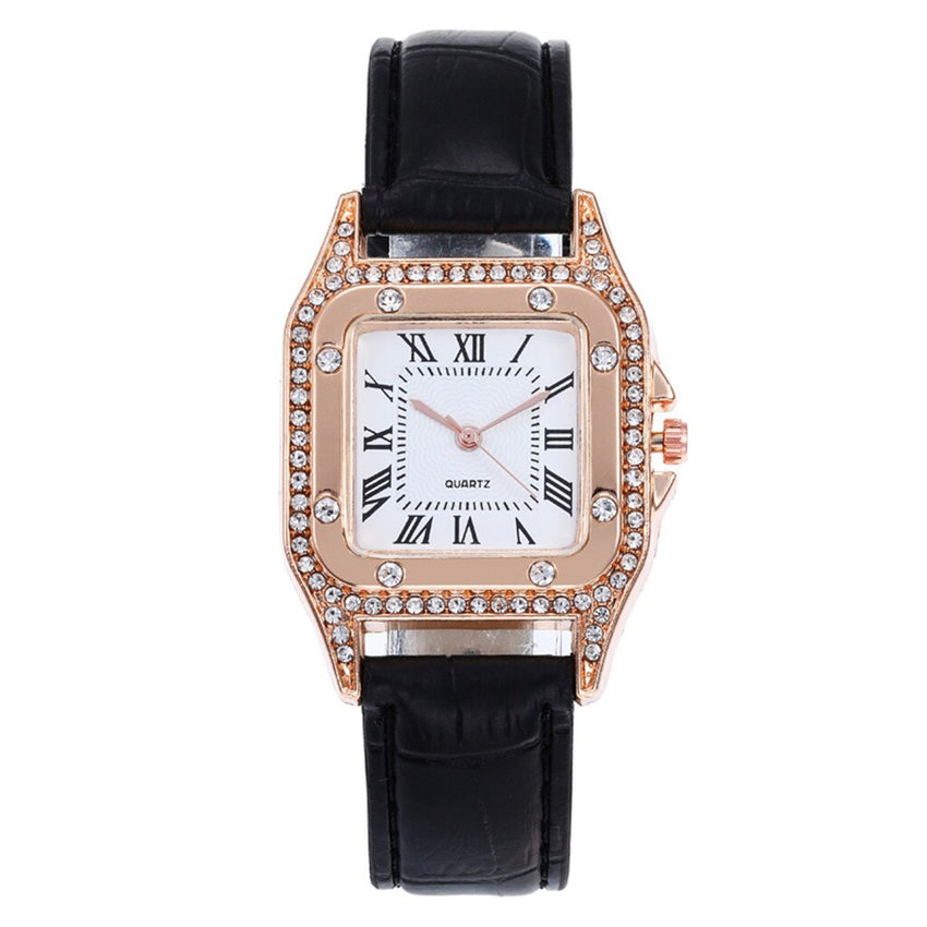 Simple Women Watches Rhinestone Dial Luxury Watches Ladies Casual Leather Band Quartz Wristwatch Female Clock Zegarek Damski*M