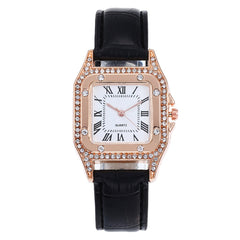 Simple Women Watches Rhinestone Dial Luxury Watches Ladies Casual Leather Band Quartz Wristwatch Female Clock Zegarek Damski*M