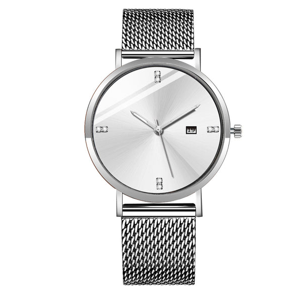 SOXY Brand Luxury Men's Watch Quartz with Rhinestone Date Simple Dial Stainless Steel Strap Male Clock Erkek Kol Saati