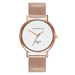 Simple Women Watches Black Dial Ladies  Quartz Wristwatch Rose Gold Mesh Belt Strap Casual Clock Gift Zegarki Damskie@50