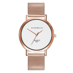 Simple Women Watches Black Dial Ladies  Quartz Wristwatch Rose Gold Mesh Belt Strap Casual Clock Gift Zegarki Damskie@50