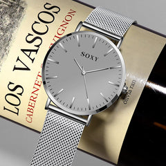 Men's Watch SOXY Brand Deluxe Quartz Clock Simple Dial Stainless Steel Strap Watch for Men Relogio Masculino Zegarek Meski