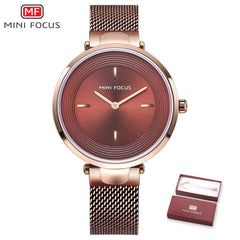 MINIFOCUS Thin Ladies Wrist Watch Women Fashion Stainless Steel Watch Strap Quartz Girls Watches Womans Clock Relogio Feminino