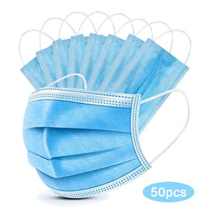 50pcs 3 Layer Disposable Protective Face Mouth Masks Anti PM2.5 Dustproof Facial Protective Cover Safety Masks