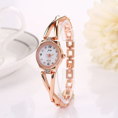 Watches Women Bracelet Watch Rhinestone Rose Golden Stainless Steel Wrist Watch For Ladies Alloy Strap Gift Relogio Feminino *M